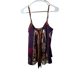 Express Tank Top Women's Small Purple Chain Printed Tie Sleeveless Cami